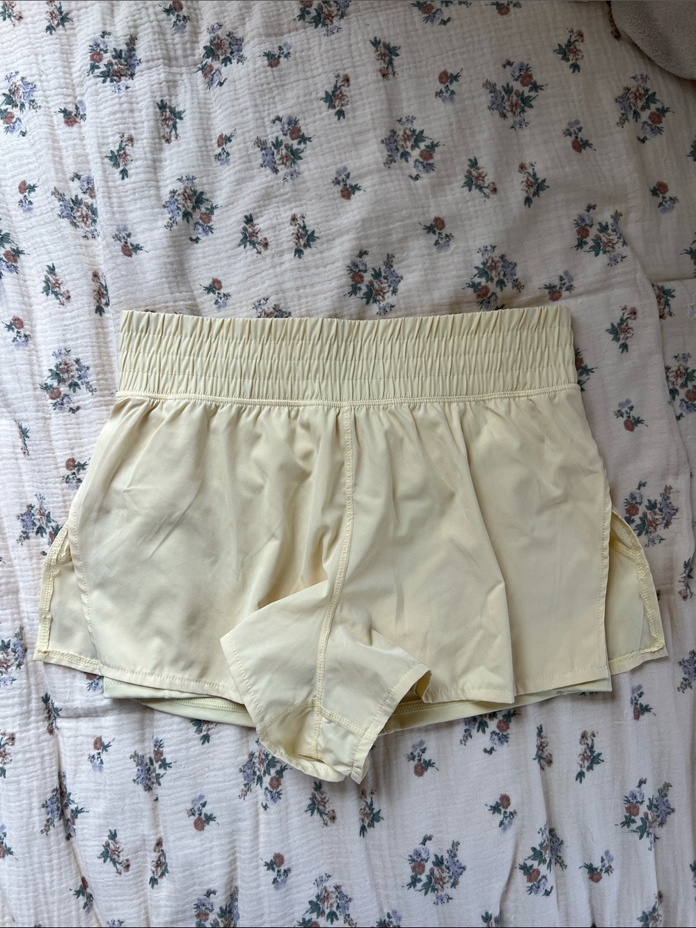 Velocity Pale Yellow Athletic Running Shorts